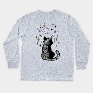 Space Kitty Watches the Stars Kids Long Sleeve T-Shirt